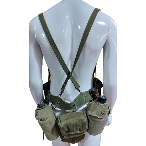 271 - US M61 Webbing c/w Knife, Bayonet, 2 Canteens (1 With Cup) 1st id Kit and M14 Mag Pouches