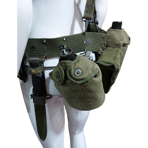 271 - US M61 Webbing c/w Knife, Bayonet, 2 Canteens (1 With Cup) 1st id Kit and M14 Mag Pouches