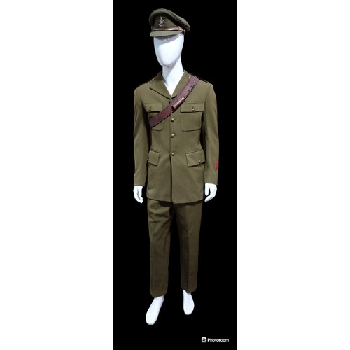 273 - The Queens Royal Hussars Uniform. Hat, Jacket, Trousers & Sam Browne Shoulder Belt with Whistle.