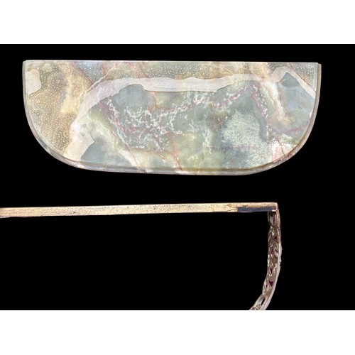 305 - Ornamental Brass Wall Bracket with Marble Shelf. Approx. 685mm W x 250mm D x 415mm H