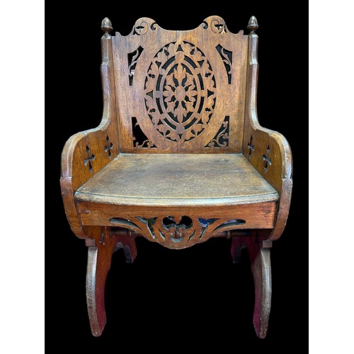 311 - Carved Oak Chair with Pierced Decoration