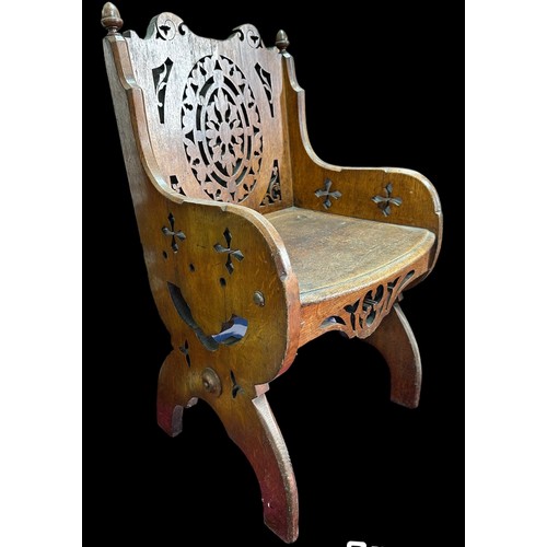 311 - Carved Oak Chair with Pierced Decoration