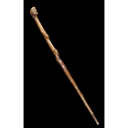 339 - Folk Art Walking Stick Depicting Turks Head