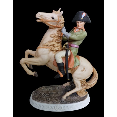 322 - Alfretto Maruri Porcelain Figure of Napoleon on Rearing Horse Plus 3 other Military Style Musician F... 