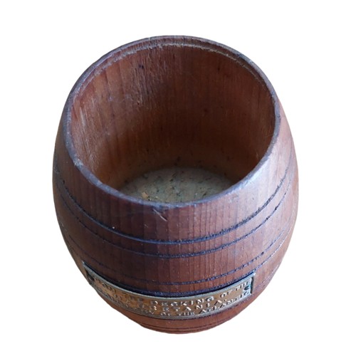 32 - A Wooden Miniature Barrel 'From The Decking of The Mauretania'