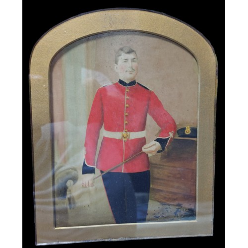 264 - Hand painted Photo of a Victorian British Soldier