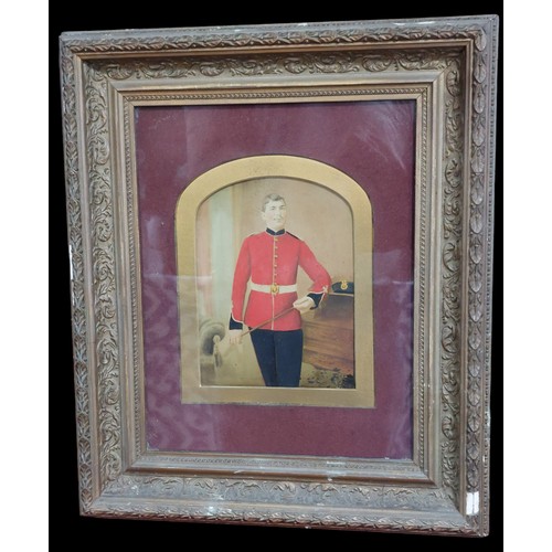 264 - Hand painted Photo of a Victorian British Soldier