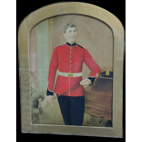 264 - Hand painted Photo of a Victorian British Soldier