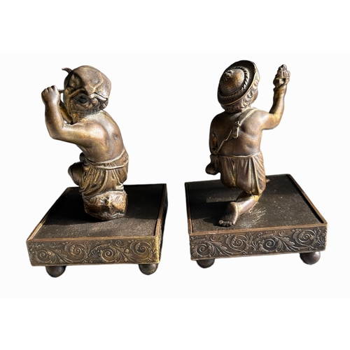 18 - Pair Of Bronze Figures Height 11.5cm