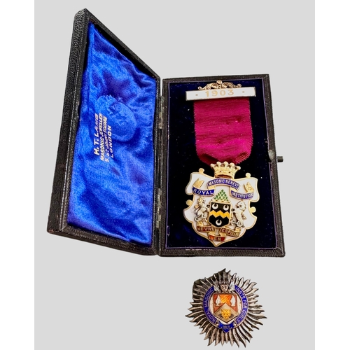 23 - Silver Masonic Medal 1903 & Masonic Silver Enamel Badge 1912