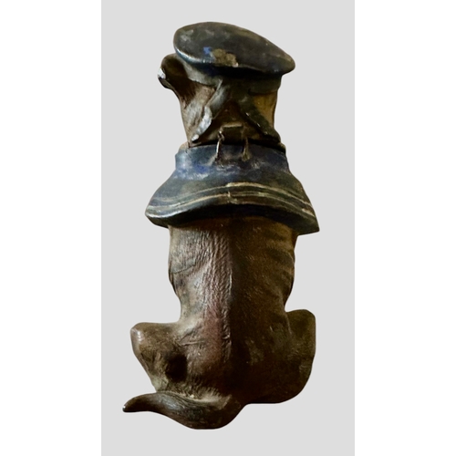 34 - A Cold Painted Spelter Inkwell In The Form Of A Pipe Smoking Sailor Dog Size 12cm x 5.5cm