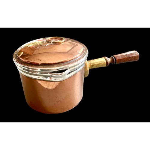 39 - Paris Bi-Metal Copper Lidded Milk Pan For T Goode London Size 8cm x 20cm