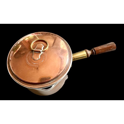 39 - Paris Bi-Metal Copper Lidded Milk Pan For T Goode London Size 8cm x 20cm