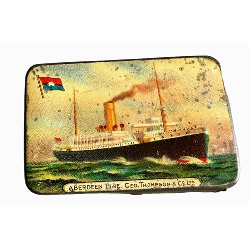 43 - Aberdeen Line White Star Line Interest, Tin Vesta, Cadbury Bournville Size 6.4cm x 4.2cm x 1.1cm