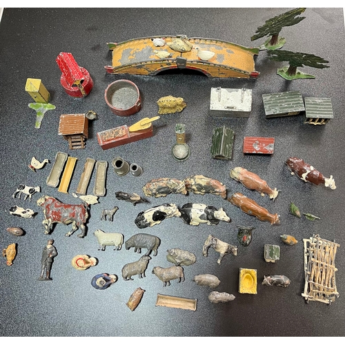 67 - A Collection Of Vintage Farm Yard Metal Figures, Animals etc.