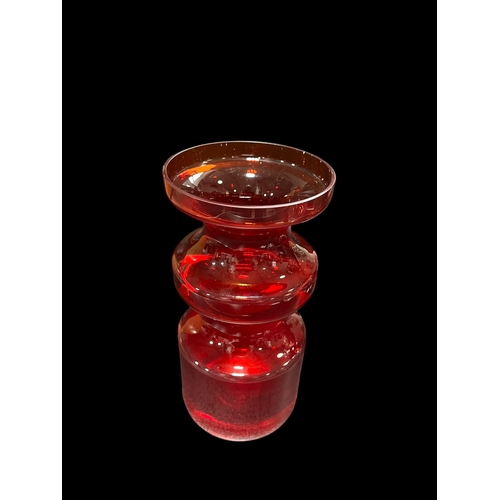 68 - Large Josef Hospodka Glass Vase, Finnish Riihimaki Red Art Glass Vase + 1 Other.