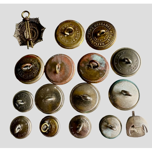 106 - Air Raid, Civil Defence & Fire Brigade Buttons Including National Fire Brigade Association Badge & S... 