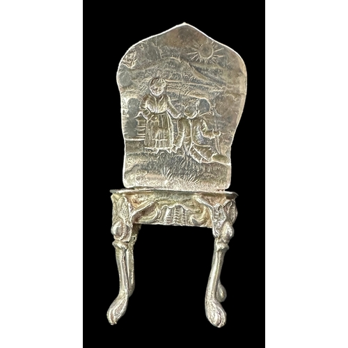 123 - Miniature Victorian Silver Chair. Import Marks London 1895. David Bridge