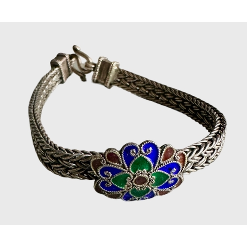 133 - Silver & Enamel Bracelet Size 19.5cm