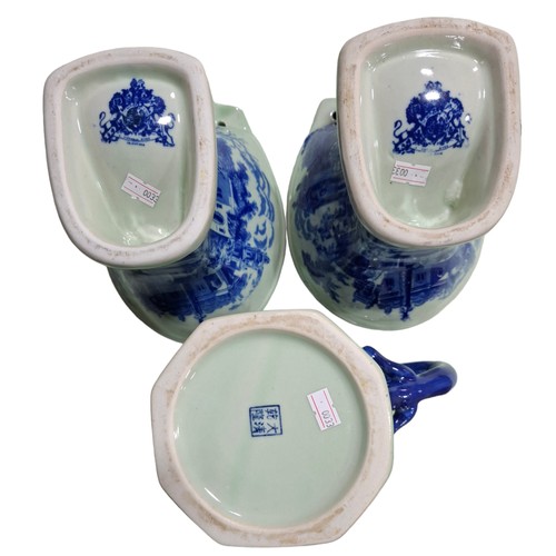 189 - Victoria Ware Porcelain Blue & White Miniature Toilet Bowls and a Blue & White Porcelain Jug with Ch... 