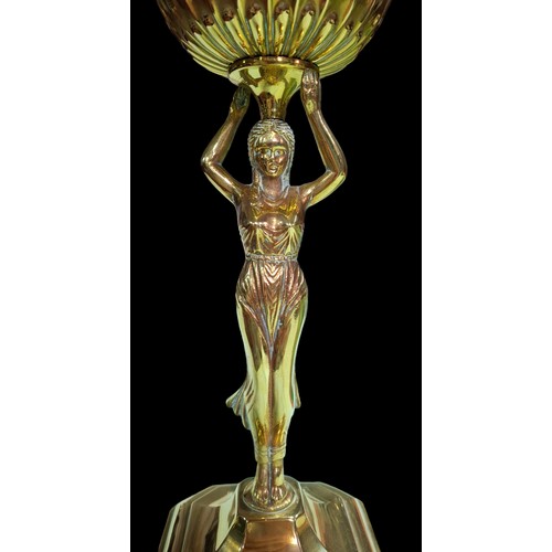 197 - Art Deco Style Brass Oil Lamp