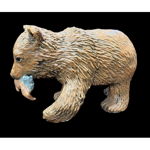 204 - A Pottery Bear with Salmon 23cm Long