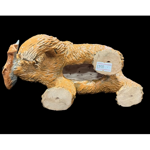 204 - A Pottery Bear with Salmon 23cm Long