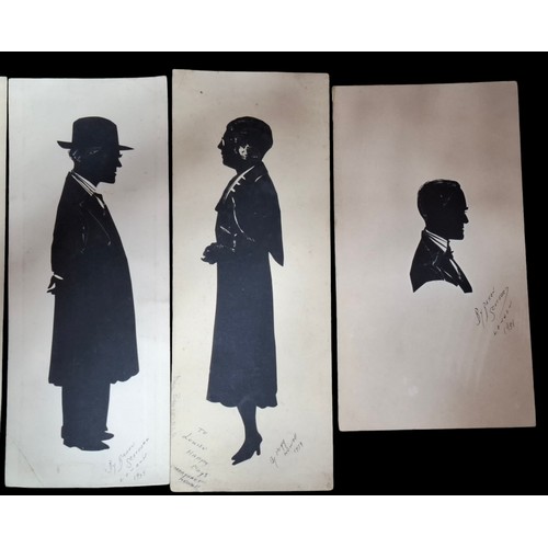 223 - 4 Silhouettes by Baron Scotford Signed & Dated 1934-1959 and 1 Other by Peggy Newall Signed & Dated ... 