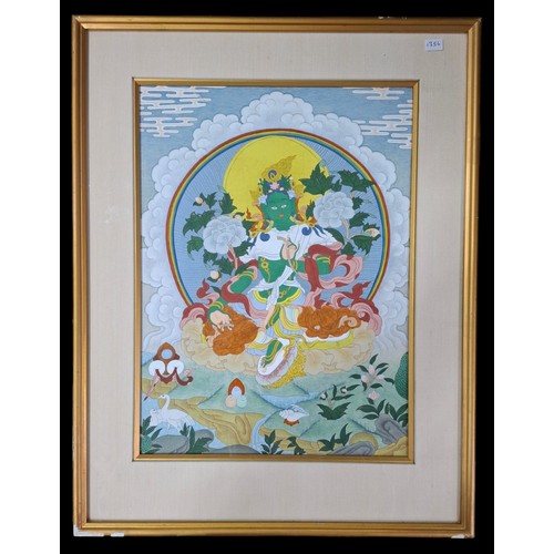 240 - 'Green Tara' Hand Painted Tibetan thangka