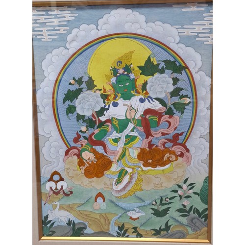 240 - 'Green Tara' Hand Painted Tibetan thangka