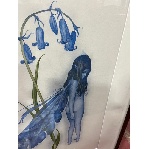 242 - Brian Froud - Blue Bell Fairy Original Watercolour 96cm x 65cm