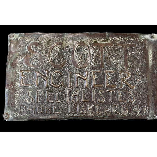 251 - Embossed Copper Sign for Scott & Co. Engineers , Contractors Road Transport. H Blee Station Road Lis... 