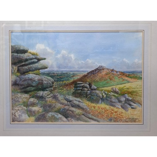 257 - 'Hawks Tor from Trewortha' Watercolour Norman O. Preston 1926-2009 - Exhibition 1995 No.48