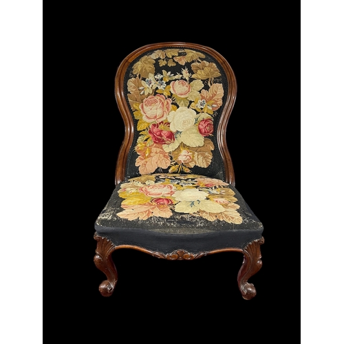 303 - Victorian Nursing Chair With Floral Needle Work