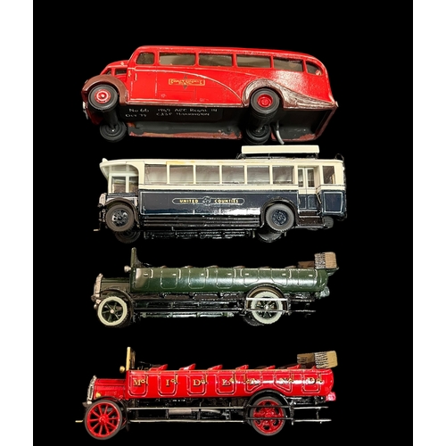 322 - A Collection of 4 Metal Scale Model Completed Kits of Buses and Coaches incl.1949 AEC Regal