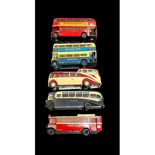 324 - A Collection of 5 Metal Scale Model Completed Kits of Buses and Coaches incl.1928 Guy FBB 1949 Mauds... 