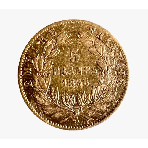 340 - Napoleon III Gold 5 Francs 1856