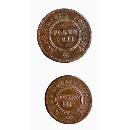 345 - Rose Copper Company Birmingham And Swansea 1811 Penny And Half Penny Tokens