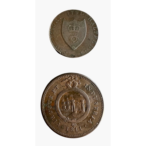 350 - 1811 Bristol & South Wales Penny Token, 1791 Sir Bevois Southampton Half Penny Token