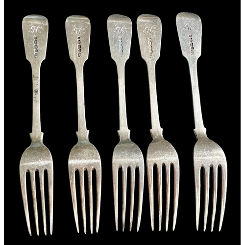 59 - 5 Exeter Silver Forks 1851 Weight 255g