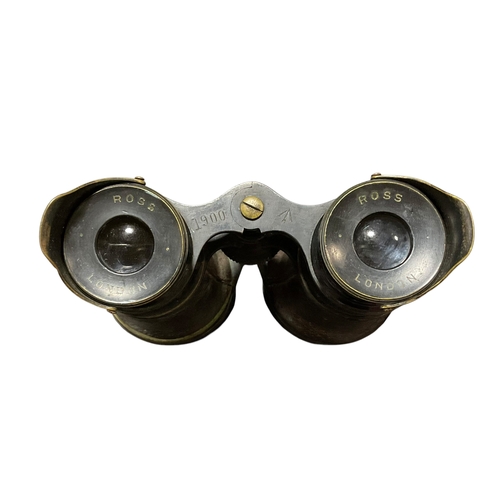 28 - Boer War Era Military Binoculars with Eye Shields, Crows Foot Mark and Dated 1900