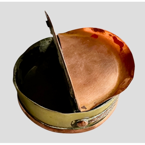 36 - WWI Trench Art Copper & Brass Snuff Box In The Form Of A Naval Cap