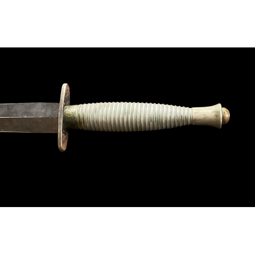 66 - Fairbairn Sykes Style Fighting Knife , Guard Stamped England.