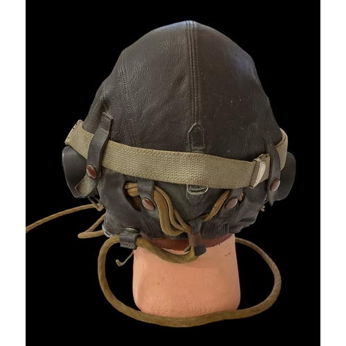 71 - A Second World War Leather RAF Flying Helmet , Bakelite ear pieces with Air Ministry Goggles