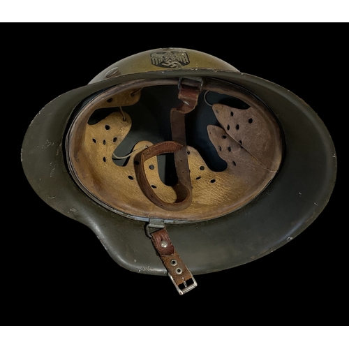 87 - WWII M42 German Helmet Single Decal (Stamps on Helmet are hard to read but E? 6? And rear stamp poss... 