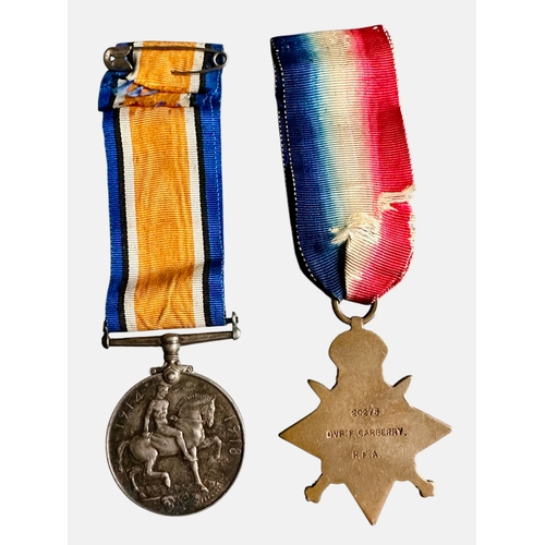 176 - WWI Medal Pair Including 1914 Star Dvr F Carberry RFA 20275