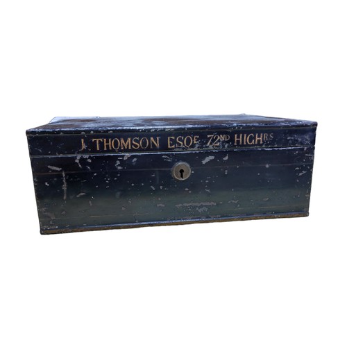 183 - J. Thomson 72nd Highlanders (Crimea, Indian Mutiny) Document Stationery Safe Box