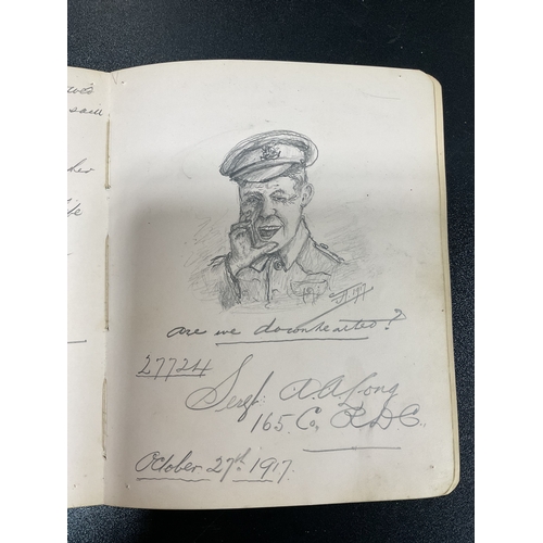 191 - WWI Nurses ( VAD ) Autograph Book Pretty Much Complete Incl. Drawings , Leeds Pals etc etc. Uppingha... 