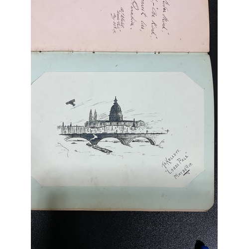 191 - WWI Nurses ( VAD ) Autograph Book Pretty Much Complete Incl. Drawings , Leeds Pals etc etc. Uppingha... 