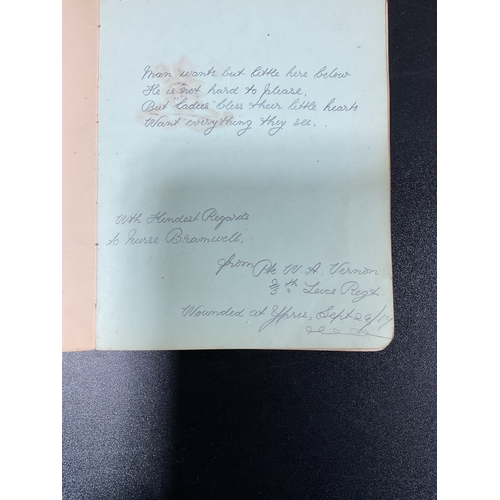 191 - WWI Nurses ( VAD ) Autograph Book Pretty Much Complete Incl. Drawings , Leeds Pals etc etc. Uppingha... 